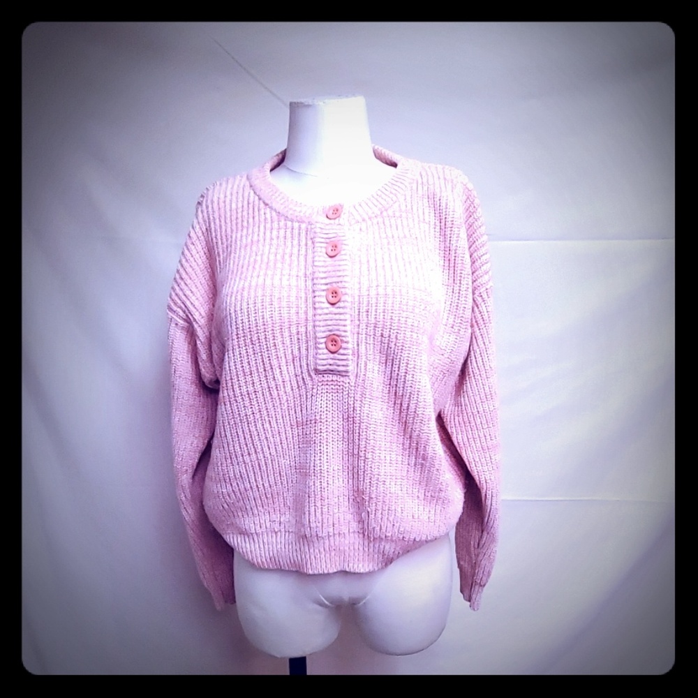 Vintage crop light pink and white sweater